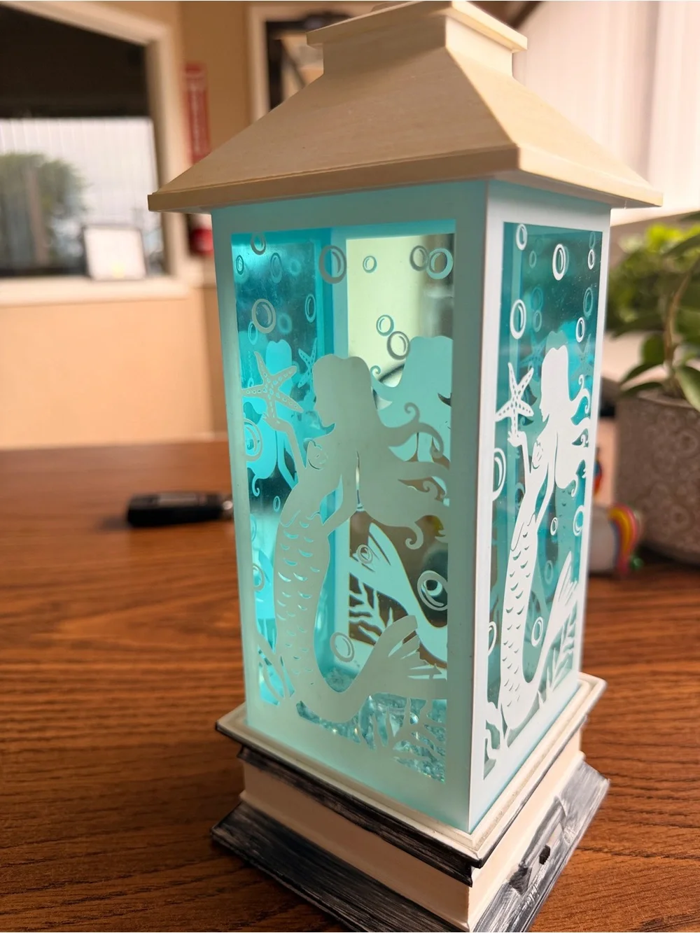 Coastal Mermaid Lantern - Aqua Home Accent